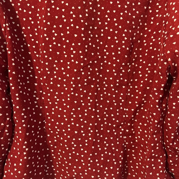 Allegra K Red Blouse with White Heart Pattern NWOT - Picture 6 of 6